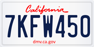 CA license plate 7KFW450