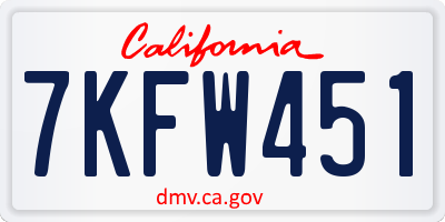 CA license plate 7KFW451