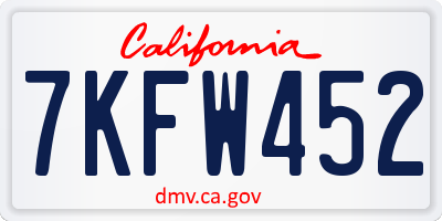 CA license plate 7KFW452