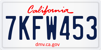 CA license plate 7KFW453