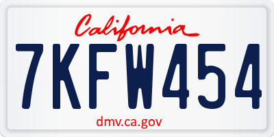 CA license plate 7KFW454
