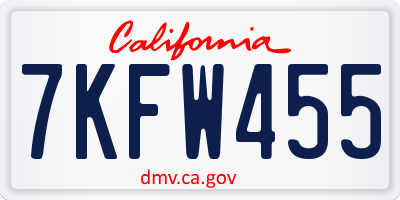 CA license plate 7KFW455