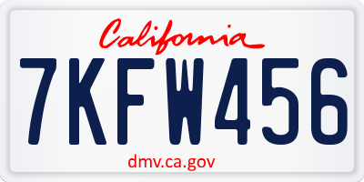 CA license plate 7KFW456