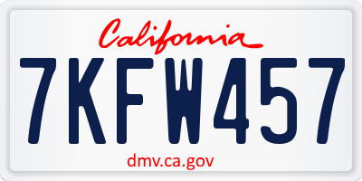 CA license plate 7KFW457