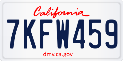 CA license plate 7KFW459