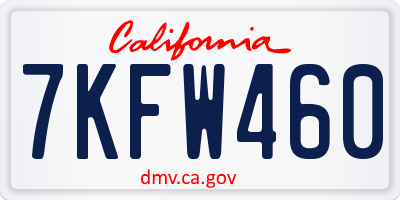 CA license plate 7KFW460