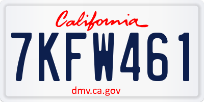 CA license plate 7KFW461