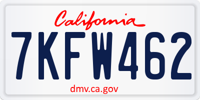 CA license plate 7KFW462
