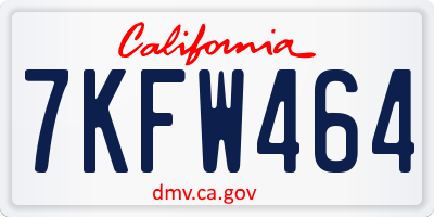 CA license plate 7KFW464