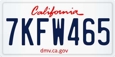 CA license plate 7KFW465