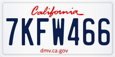 CA license plate 7KFW466