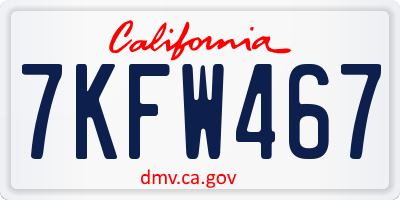CA license plate 7KFW467