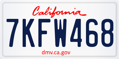 CA license plate 7KFW468