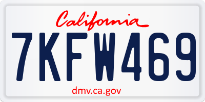 CA license plate 7KFW469