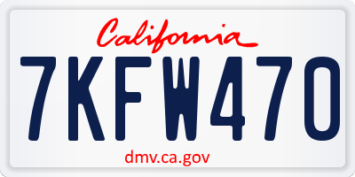 CA license plate 7KFW470