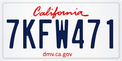CA license plate 7KFW471