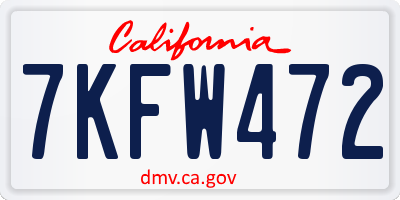 CA license plate 7KFW472