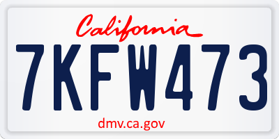 CA license plate 7KFW473