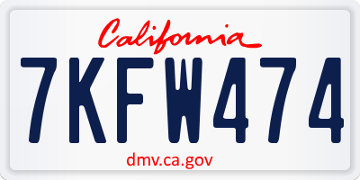 CA license plate 7KFW474