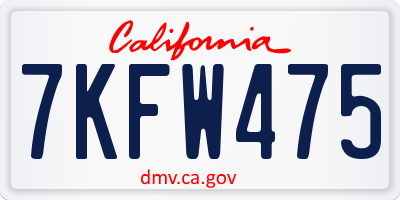 CA license plate 7KFW475
