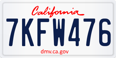 CA license plate 7KFW476