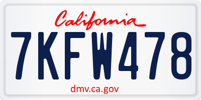 CA license plate 7KFW478