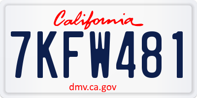 CA license plate 7KFW481