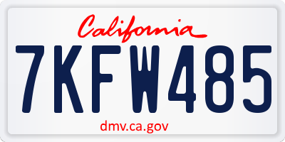 CA license plate 7KFW485