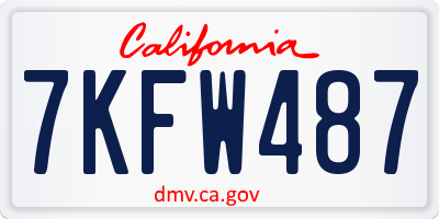 CA license plate 7KFW487