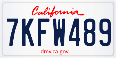 CA license plate 7KFW489