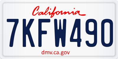 CA license plate 7KFW490