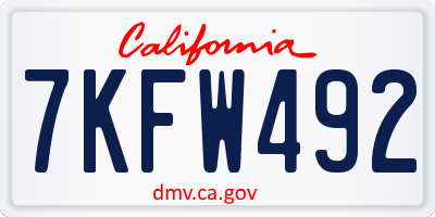 CA license plate 7KFW492