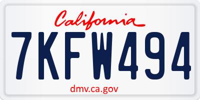 CA license plate 7KFW494