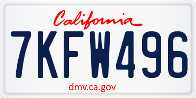 CA license plate 7KFW496