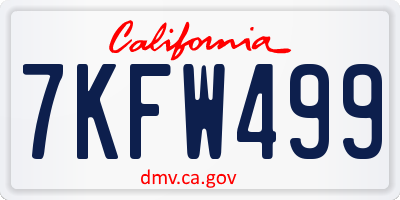 CA license plate 7KFW499