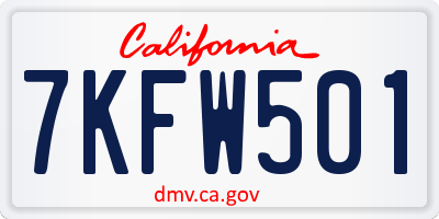 CA license plate 7KFW501