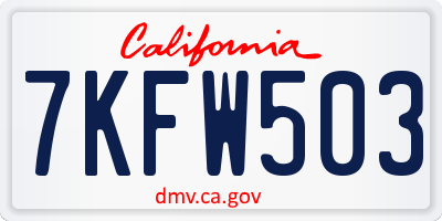 CA license plate 7KFW503