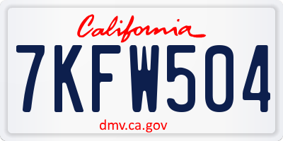 CA license plate 7KFW504