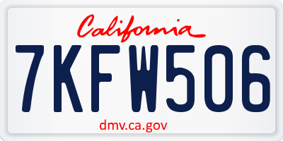 CA license plate 7KFW506