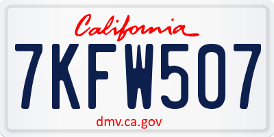 CA license plate 7KFW507