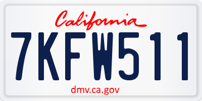 CA license plate 7KFW511