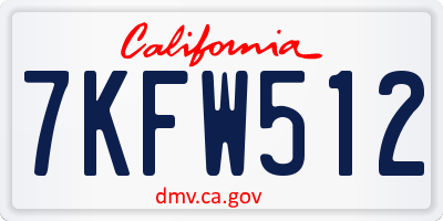 CA license plate 7KFW512