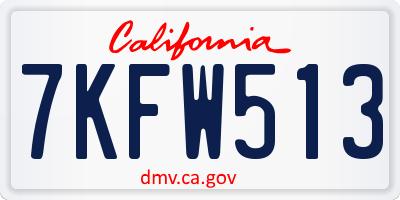 CA license plate 7KFW513