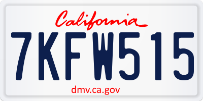 CA license plate 7KFW515