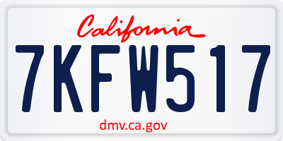 CA license plate 7KFW517