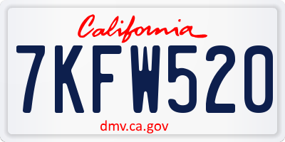 CA license plate 7KFW520