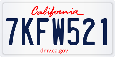 CA license plate 7KFW521