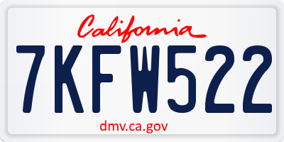CA license plate 7KFW522