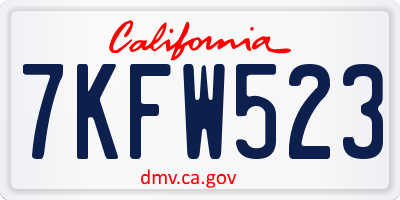CA license plate 7KFW523