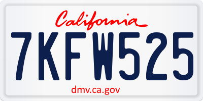 CA license plate 7KFW525